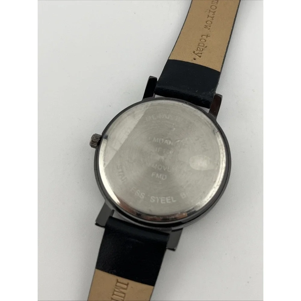 A Day New Watch Women 35mm Case Tortoise Shell Bezel Black Band-‎ New Battery